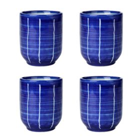4Pcs Japanese Style Blue Ceramic Teacups