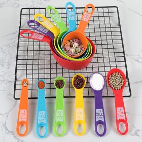 Set 12 Pieces Plastic Measuring Cup Measuring Spoon Set with Scale Color