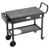 Outdoor Grill Cart, 31.0 x 17.0 inch Tabletop Size Grilling Table, Foldable Outdoor Cooking Table with Tissue Holder, Wheels, Magnetic Tool Rack