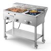 Outdoor Propane Griddle, 3 Burners (11,600 BTU Each), Commercial Stainless Steel Griddle with Three 1/3 Size Food Pans