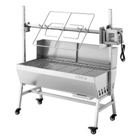 Rotisserie Grill, 38W BBQ Outdoor Pig & Lamb Spit Roaster, Charcoal Spit Roaster with 132 LBS Load Capacity & 7-Level Height