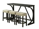 Modern Brown Dining Table W USB 3x Stools Biscuit-Tufted Seat Cushion Beige