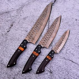 Smoky | Copper Damascus Knife | 3pcs Knife Set