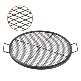 Heavy Duty Steel Campfire BBQ Grill Grid with Handle and Support X Wire