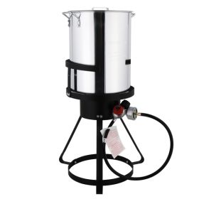13*32in Iron Aluminum Black Round Tripod Stove Rack Silver Fryer