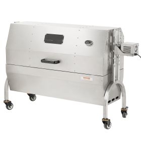 Stainless Steel Rotisserie Grill with Hooded Cover, BBQ Whole Pig Lamb Goat Charcoal Spit Grill, Electric 50W Motor BBQ Hog Rotisserie Roaster