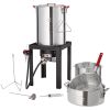 Turkey Deep Fryer, 30-qt Turkey & 10-qt Fish Steamer Cooker Set, Outdoor Aluminum Seafood Frying Pot, 54,000 BTU Burner Propane Gas Boiler