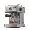 Semi-automatic espresso machine with temperature adjusted mobile filter