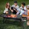 Foldable Charcoal BBQ Grill with Shelf Stainless Steel Grill Net Easy Setup