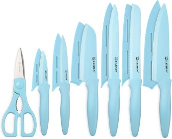 13 Piece Blue Coated Stainless Steel Boxed Knives Set