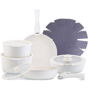 Nonstick Induction Kitchen Pots and Pans Set with Detachable Handles
