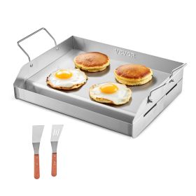 VEVOR Stainless Steel Griddle, 17x13 inch Universal Flat Top Rectangular Plate, Gas Grill Griddle for BBQ Grill, Teppanyaki