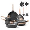 VEVOR 17 Piece Pots and Pans Nonstick, Granite Cookware Set