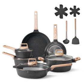 VEVOR 17 Piece Pots and Pans Nonstick, Granite Cookware Set
