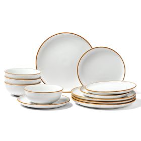 Round Plates and Bowls Sets, Scratch Resistant Ceramic Dinner Ware