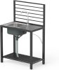 Outdoor Kitchen Island with Storage and Aluminum Stainless Steel Sink