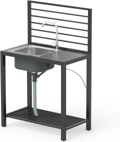 Outdoor Kitchen Island with Storage and Aluminum Stainless Steel Sink
