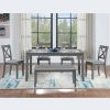 Rectangular Wooden Dining Table with 4 Upholstered Chairs and a Bench