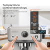 Semi-automatic espresso machine with temperature adjusted mobile filter
