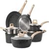Nonstick Pots and Pans Set; 11 Pcs Granite Stone Kitchen Cookware Sets (Black)