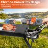 Foldable Charcoal BBQ Grill with Shelf Stainless Steel Grill Net Easy Setup