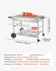 Outdoor Grill Cart, 36.4 x 23.4 x 1 inch Tabletop Size Grilling Table, Movable Outdoor Cooking Table with 4 Spice Containers, Wheels, Lids, Hooks