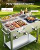 Outdoor Propane Griddle, 3 Burners (11,600 BTU Each), Commercial Stainless Steel Griddle with Three 1/3 Size Food Pans