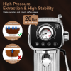 20Bar Compact Italian coffee machine with milk frother, dual-lens option