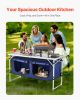 Camping Kitchen Table, Folding Outdoor Cooking Table, 3 Adjustable Height, Aluminum Lightweight Portable Cook Station with Storage Organizer
