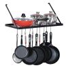 Square Grid Wall Mounted Pot and Pan Organizer Shelf With 15 Hooks