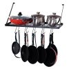 Square Grid Wall Mounted Pot and Pan Organizer Shelf With 15 Hooks