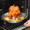 1pc Stainless Steel Round Roasting Pan; Chicken Roaster Rack Holder