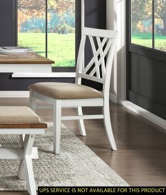 Modern Style White and Oak Finish Side Chairs