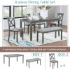 Rectangular Wooden Dining Table with 4 Upholstered Chairs and a Bench