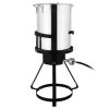 13*32in Iron Aluminum Black Round Tripod Stove Rack Silver Fryer