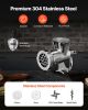 Manual Meat Grinder, 304 Stainless Steel Hand Crank Meat Mincer with Steel Table Clamp, Sausage Stuffer with 2 Cutting Plates & Sausage Tube