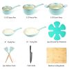 HAWOK Kitchen Ceramic Non-stick coating Induction Cookware Sets - 15 Piece pressed Aluminum Pots and Frying Sauce Pans Set with BAKELITE Handles and G