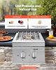 Double Grilling Side Burners, 2 x 15,000BTU Liquid Propane for Outdoor Kitchen