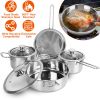 Stainless Steel Fast Even Heat Induction Pots Pans Set Dishwasher Safe