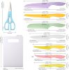 Knife Set with Kitchen Cutting Board, 30 Piece Colour Coding Stainless Steel