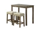 Transitional Brown Dining Table w 2x Stools Biscuit-Tufted Seat Cushion Chair