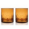 Admiral Cut Crystal Rocks Glasses in Amber Viski
