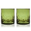 Admiral Cut Crystal Rocks Glasses in Green Viski