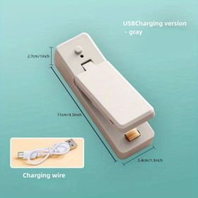 1pc Mini Household Portable Sealing Machine (Style: Rechargeable Model - Gray, Color: Random Color)