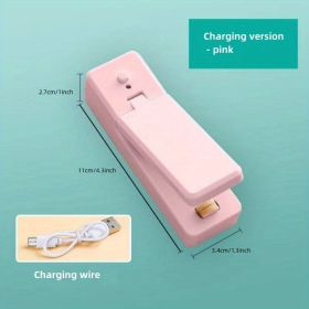 1pc Mini Household Portable Sealing Machine (Style: Rechargeable - Pink, Color: Random Color)