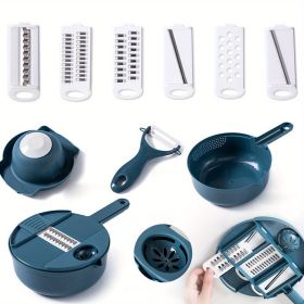 Multifunctional Vegetable Cutter (Color: Blue--Six Blades-1pc)