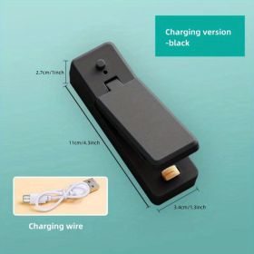 1pc Mini Household Portable Sealing Machine (Style: Rechargeable - Black, Color: Random Color)