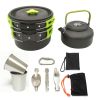 Outdoor set of pots and pans 2-3 people camping teapot cutlery set