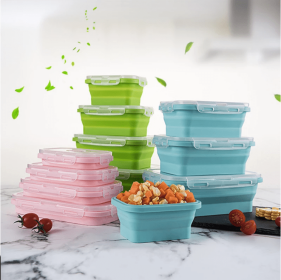Reusable Pizza Storage Container with Microwavable Serving Trays (Color: Blue, size: 350ML)