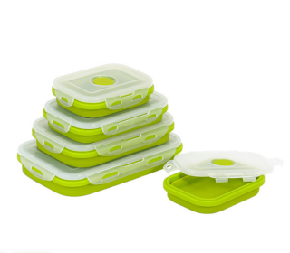 Reusable Pizza Storage Container with Microwavable Serving Trays (Color: Green, size: 1200ML)